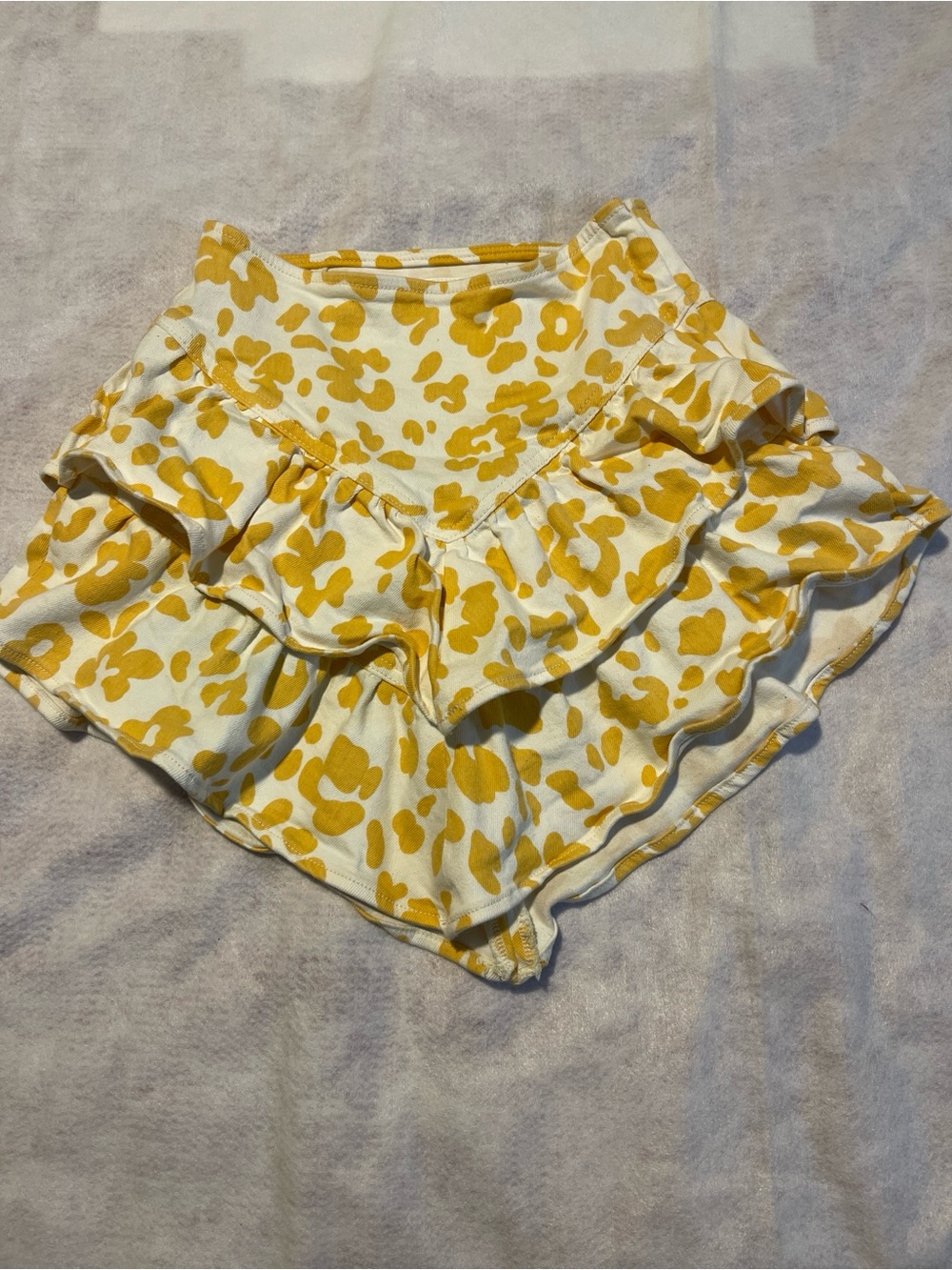 MOTHER Denim The Ruffle Mini Skirt Floral Leopard Yellow Size 25